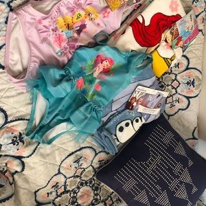 Disney Girls Towel and Bathing Suit Bundle